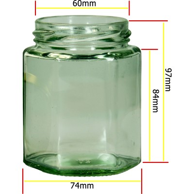 340g Hexagonal Glass Honey Jars – 66 Pack – Gold Lids with Silicone Seal – Food Safe