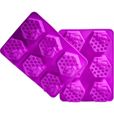 Silicone Soap Moulds – Honeycomb with Bee – 6 Cavity Tray – Pack of 2 – Reusable