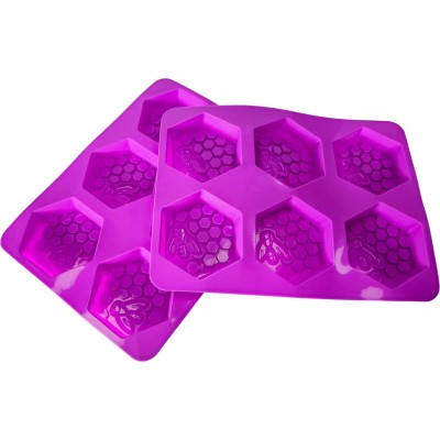 Silicone Soap Moulds – Honeycomb with Bee – 6 Cavity Tray – Pack of 2 – Reusable
