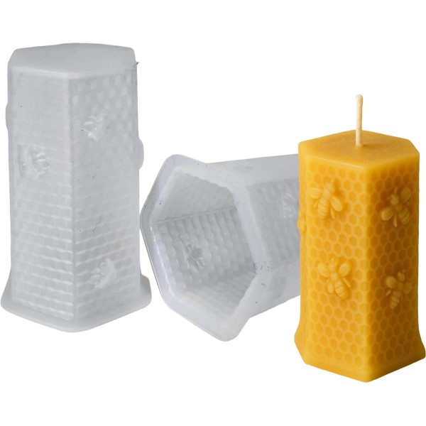 Silicone Candle Moulds – Honeycomb Texture with Bees – Pack of 2 – Flexible & Reusable
