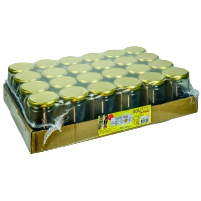 454g Round Glass Honey Jars – 24 Pack – Gold Lids with Silicone Seal – Food Safe