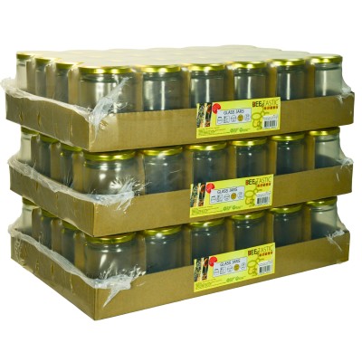 454g Round Glass Honey Jars – 72 Pack – Gold Lids with Silicone Seal – Food Safe