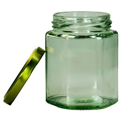 340g Hexagonal Glass Honey Jars – 22 Pack – Gold Lids with Silicone Seal – Food Safe